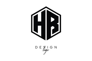 HB Polygon Monogram Logo – Modern Hexagon Shield Emblem for Creative Branding & Identity Design