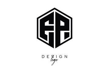 EP Polygon Monogram Logo – Modern Hexagon Shield Emblem for Creative Branding & Identity Design