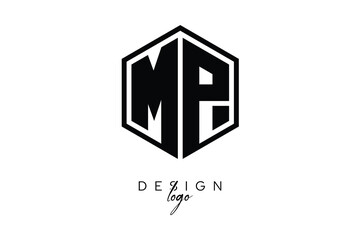 MP Polygon Monogram Logo – Modern Hexagon Shield Emblem for Creative Branding & Identity Design