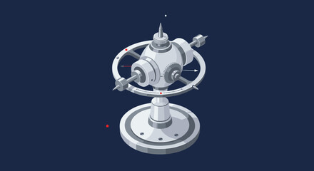 Futuristic isometric armillary sphere on dark background