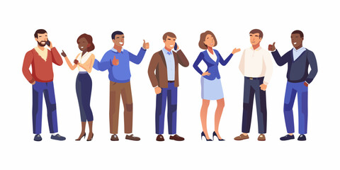 Fototapeta premium Diverse group of business professionals standing together and interacting in a modern office setting