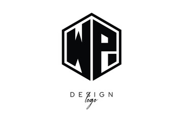 WP Polygon Monogram Logo – Modern Hexagon Shield Emblem for Creative Branding & Identity Design