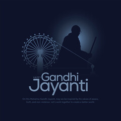 Obraz na płótnie Canvas creative vector design for indian gandhi ji jayanti silhouette. 2nd october.
