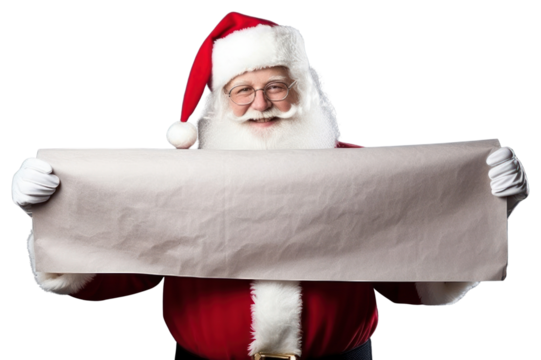 PNG Santa Claus holding white paper banner background christmas santa.