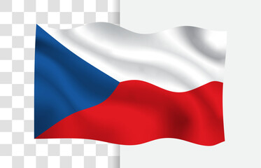 Czech Republic Flag Waving Vector, Isolated on a White Background