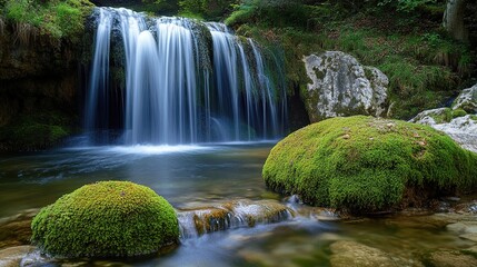 Waterfall in the middle of the forest.