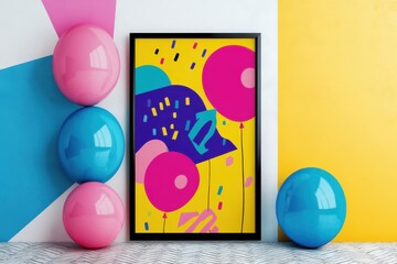 Obraz premium Colorful balloon art display creative studio digital artwork vibrant environment interior view modern concept for design inspiration