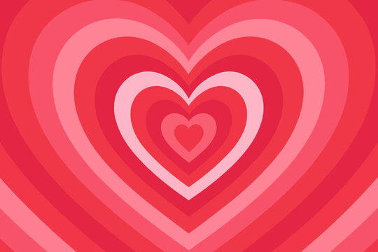 Abstract layered heart pattern with concentric pink and red hearts forming a romantic and vibrant background for Valentine and love design