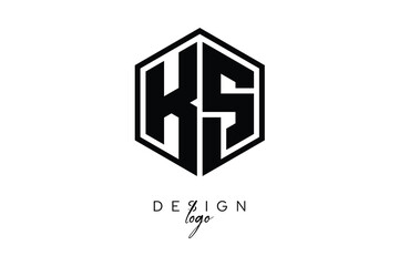 KS Polygon Monogram Logo – Modern Hexagon Shield Emblem for Creative Branding & Identity Design