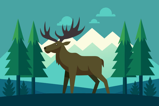 Digital Moose With Forest Uplink Artwork