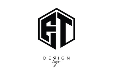 ET Polygon Monogram Logo – Modern Hexagon Shield Emblem for Creative Branding & Identity Design
