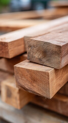 Pile of wood with a few pieces missing. The wood is brown and has a rough texture