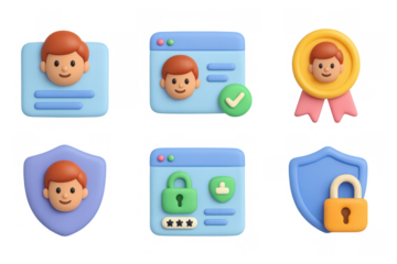 3d user interface elements with security and profile icons