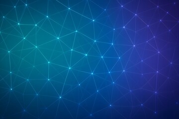 Fototapeta premium Abstract futuristic network background with glowing connected lines and nodes in blue gradient