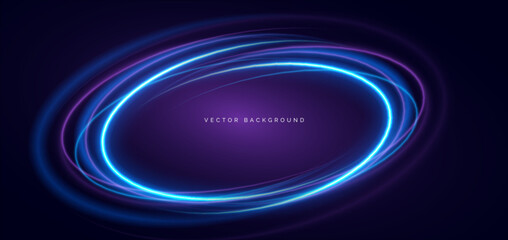 Glowing blue and purple ring overlapping on dark background.