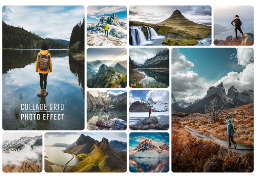 Photo Collage Postcard Effect Mockup