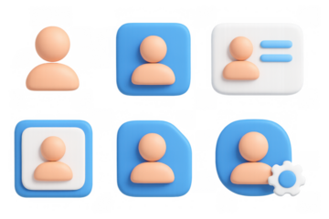 3d user interface icons set with profile and settings features