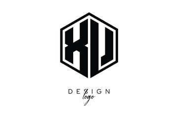 XU Polygon Monogram Logo – Modern Hexagon Shield Emblem for Creative Branding & Identity Design