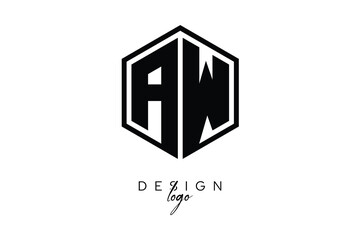 AW Polygon Monogram Logo – Modern Hexagon Shield Emblem for Creative Branding & Identity Design