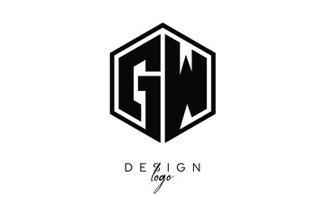 GW Polygon Monogram Logo – Modern Hexagon Shield Emblem for Creative Branding & Identity Design