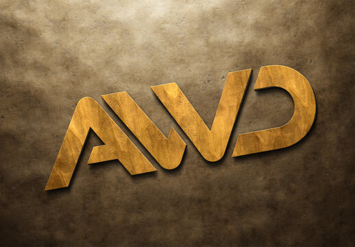 Hand Cast Gold Logo Mockup On Bronze Texture