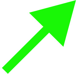 green right up arrow icon on white background