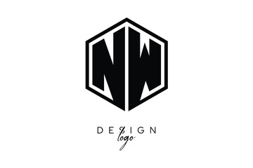 NW Polygon Monogram Logo – Modern Hexagon Shield Emblem for Creative Branding & Identity Design