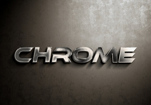 Old Chrome Logo Mockup with Detailled Texture Effect 