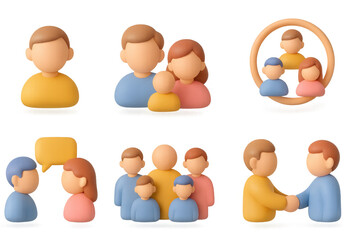 3d colorful family characters engaged in varied activities and interactions