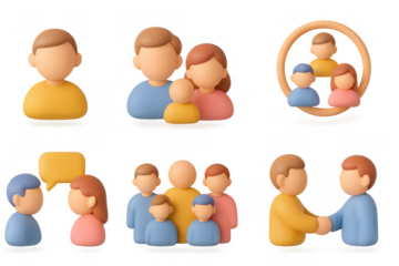 3d colorful family characters engaged in varied activities and interactions