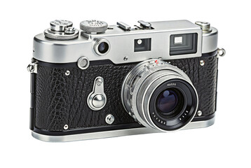 Vintage film camera with a leather finish and lens captures classic photography nostalgia beautifully
