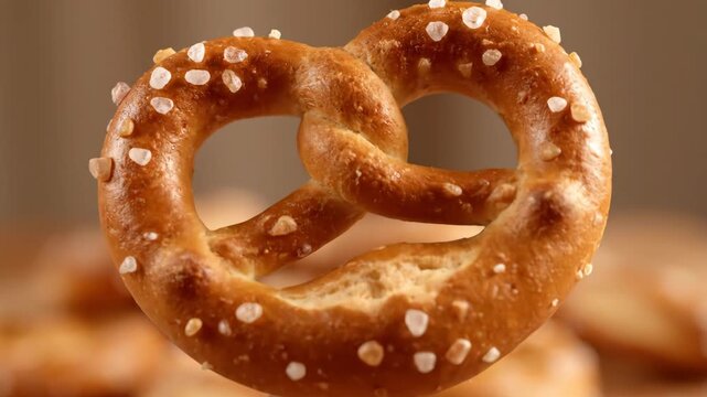 Pretzel With Salt Close-Up Shot in a Professional Setting Perfect for a Snack or Treat