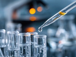 Laboratory Experiment with Test Tubes and Pipette.