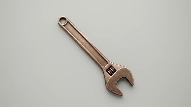 Vintage adjustable wrench on a neutral background, showcasing craftsmanship and design details
