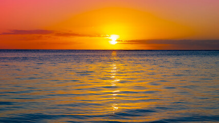 Landscape view of the Tropical Evening Glow sunset scene background	