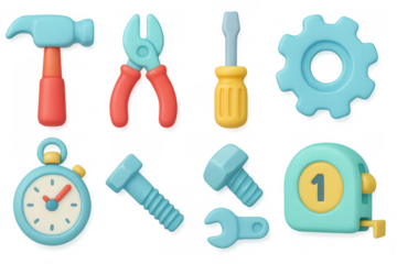3d tools and equipment icons for diy and construction projects