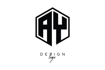 AY Polygon Monogram Logo – Modern Hexagon Shield Emblem for Creative Branding & Identity Design
