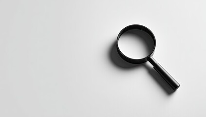 A black magnifying glass on a white surface (1)