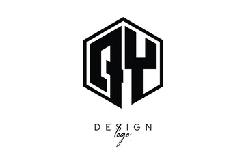 QY Polygon Monogram Logo – Modern Hexagon Shield Emblem for Creative Branding & Identity Design