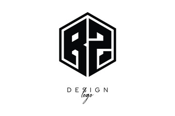RZ Polygon Monogram Logo – Modern Hexagon Shield Emblem for Creative Branding & Identity Design