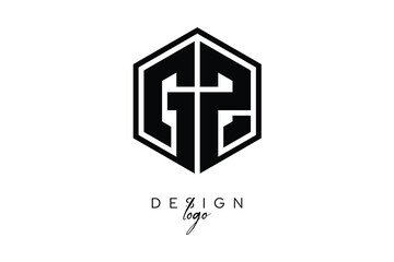 GZ Polygon Monogram Logo – Modern Hexagon Shield Emblem for Creative Branding & Identity Design