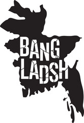 Bangladesh Map Silhouette with Cracked Text Effect Depicting National Identity and Geographic Outline