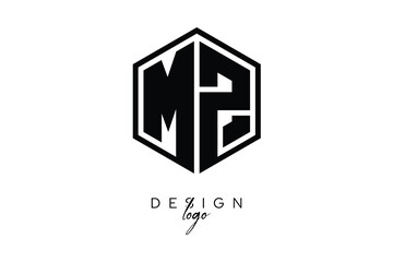 MZ Polygon Monogram Logo – Modern Hexagon Shield Emblem for Creative Branding & Identity Design
