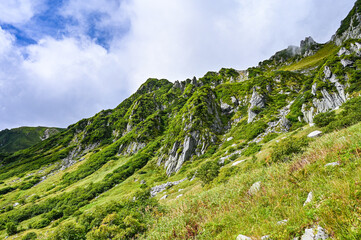 日本長野県中央アルプスの千畳敷カールと木曽駒ヶ岳
