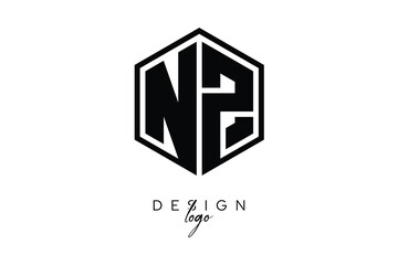 NZ Polygon Monogram Logo – Modern Hexagon Shield Emblem for Creative Branding & Identity Design