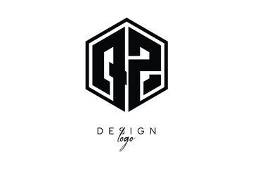 QZ Polygon Monogram Logo – Modern Hexagon Shield Emblem for Creative Branding & Identity Design