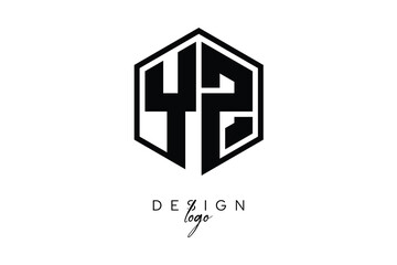 YZ Polygon Monogram Logo – Modern Hexagon Shield Emblem for Creative Branding & Identity Design