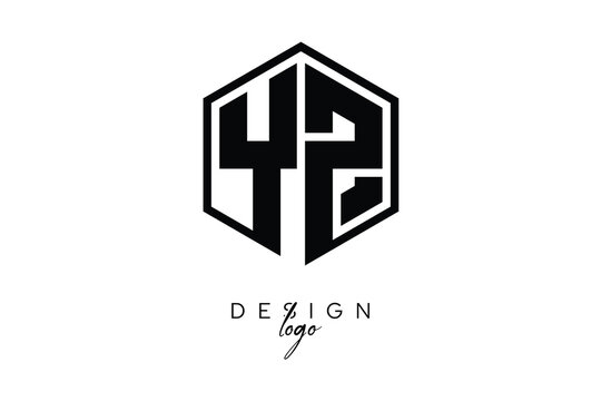 YZ Polygon Monogram Logo &ndash; Modern Hexagon Shield Emblem for Creative Branding & Identity Design