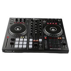 Fototapeta premium Professional DJ audio mixer controller with dual jog wheels and buttons for music mixing equipment