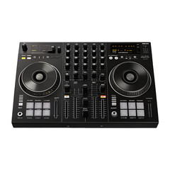 Fototapeta premium Professional DJ equipment with dual decks and controls for mixing and music production performance